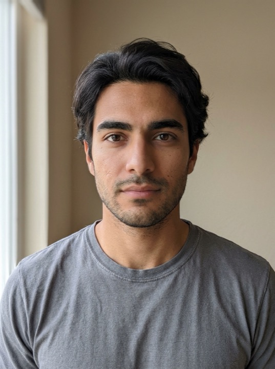 Synthetic sample subject portrait with facial landmark overlay
